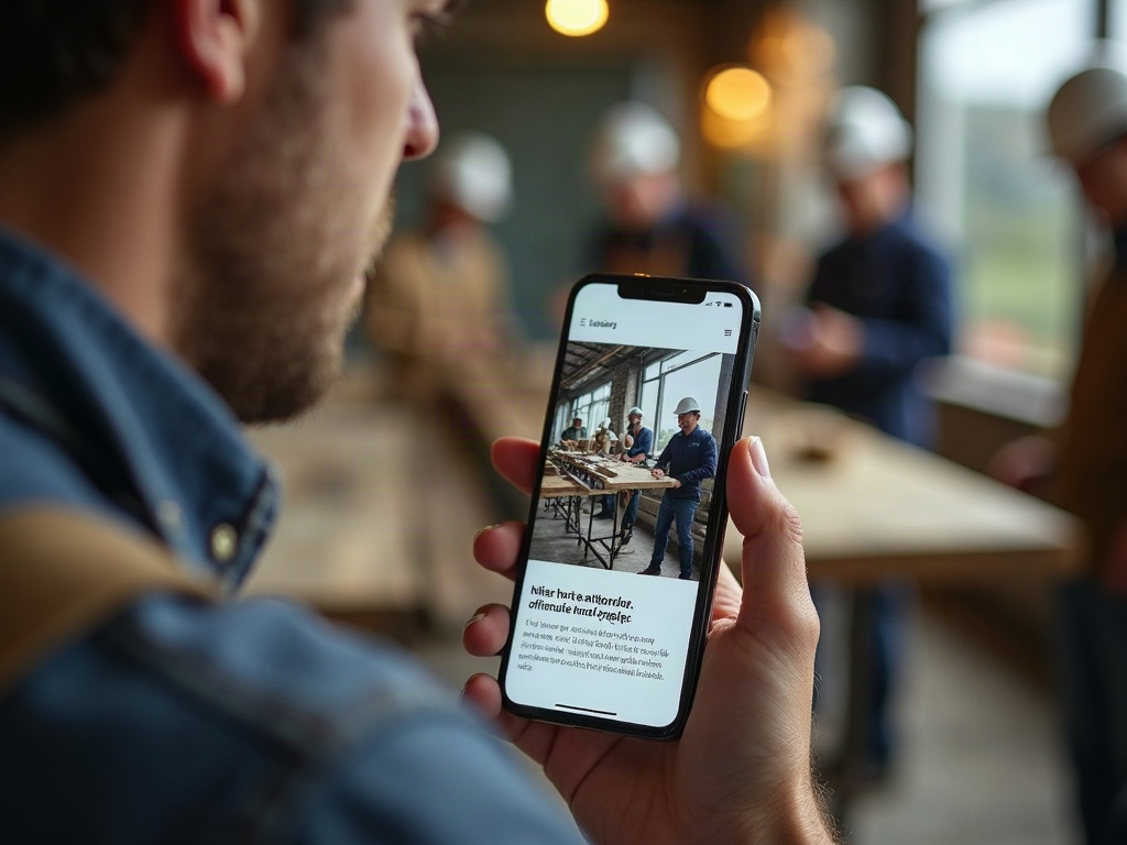Website eines Handwerksbetriebs auf einem Smartphone