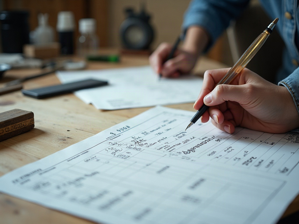 Ausgedrucktes Leistungsverzeichnis mit handschriftlichen Anmerkungen