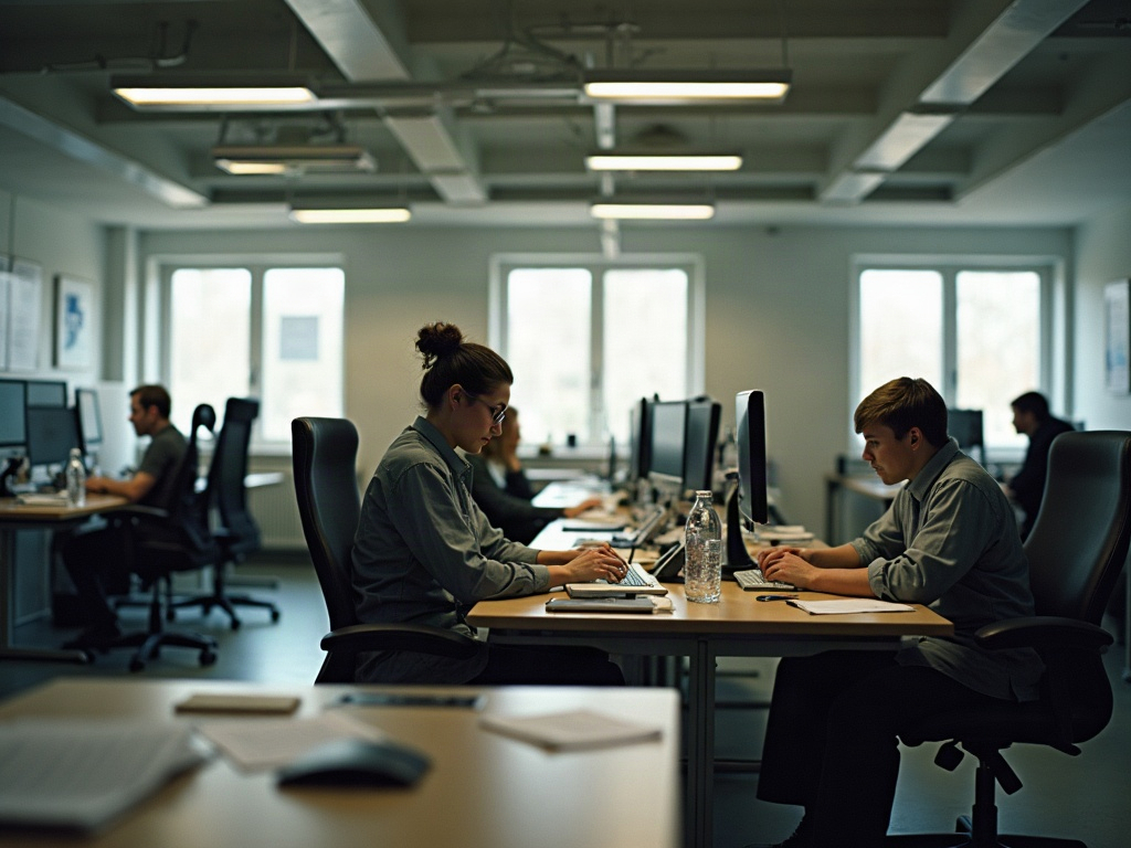 Übersicht erfasster Arbeitszeiten in einem Bürosystem